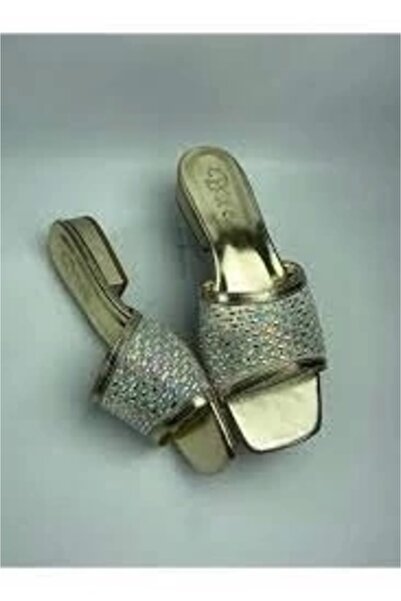 Vona Nova Ortu gold skin embroidered slippers