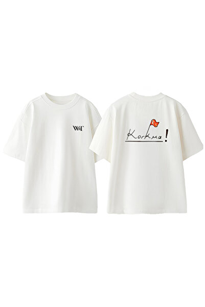 THEWERT Μπλουζάκι από βαμβακερό λευκό oversize με στάμπα στην πλάτη Türkiye K...