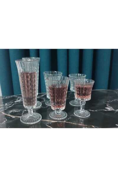 ORTAKÖY CENNETİ 18 Pcs. Cam Coffee Side Set Rames Mod Large 120 Cc 16.5 cm Length, Medium 120 Cc 11 cm Length, Small 60Cc 10.5 cm Length