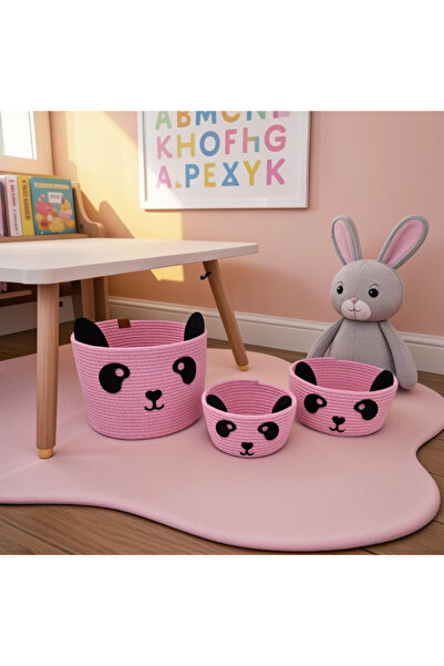 Liya Bella 3'lü Panda Sepet Seti - Oyuncak & Düzenleme Sepeti - Organizer - B...