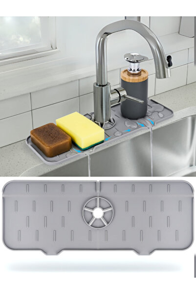 EUROLUXE Silikon Musluk Matı – Su Geçirmez Lavabo Kenar Damlatmaz Altlık Düzenleyici Mat