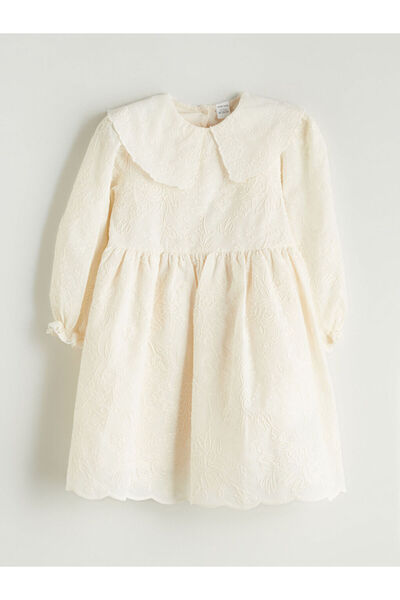 LC Waikiki Baby Girl Dress with Bebe Collar Embroidery