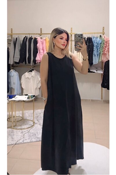 DENİZ Cep Detaylı Füme Elbise