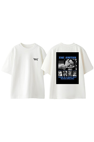 THEWERT Tricou alb supradimensionat din bumbac cu imprimeu The Smiths 2 Design