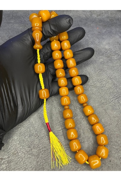 Mos Tespih Large Size High-End Knitted Tassel Crimped Amber Prayer Beads