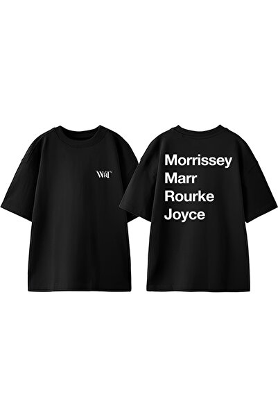 THEWERT Tricou negru supradimensionat din bumbac cu imprimeu The Smiths 8 Design