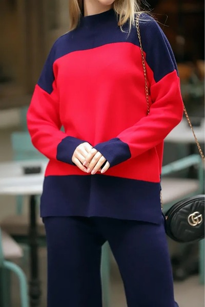 MAXXANA Two Colors Sweater And Pants Knitwear Set