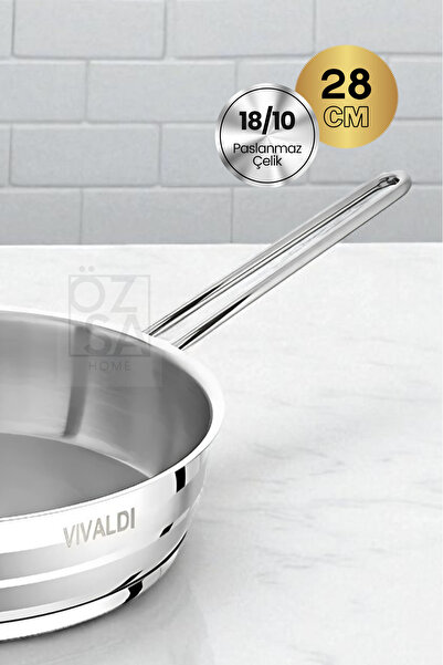ÖzSa Home Vivaldi Aster 18/10 Stainless Steel Large Frying Pan 28cm