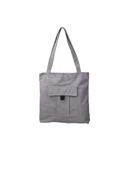 Hanselis Arduvaz Grisi Cepli Günlük Bez Çanta Fermuarlı El Kol Ve Omuz Çantası