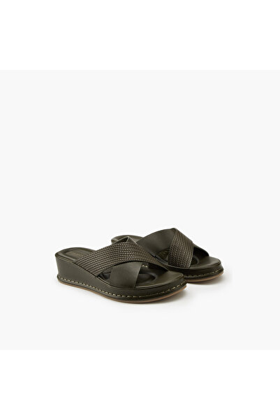 Flora Bella by Shoexpress Textured Criss-Cross Slip-On Sandals
