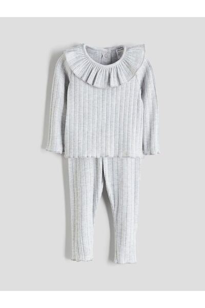 LC Waikiki Lcw Baby Crew Neck Baby Girl Blouse and Leggings 2-Pack