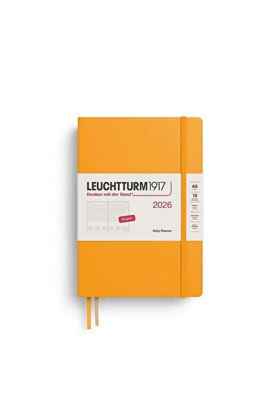 Leuchtturm1917 Orta Boy (A5) 12 Aylık Günlük Ajanda (Çizgili) 2026 Sert Kapak...