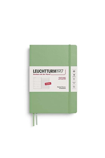 Leuchtturm1917 Orta Boy (A5) 12 Aylık Ajanda ve Not Defteri (Çizgili) 2026 Se...