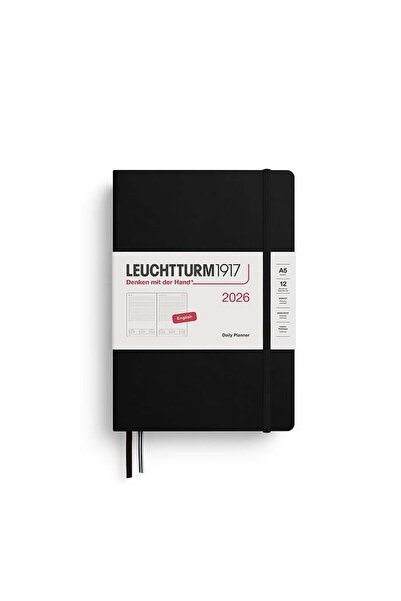 Leuchtturm1917 Orta Boy (A5) 12 Aylık Günlük Ajanda (Çizgili) 2026 Sert Kapak...