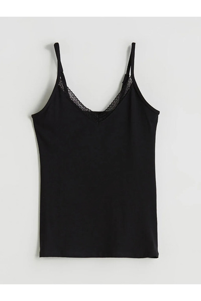 LC Waikiki V-Neck Lace Detailed Women's Tank Top