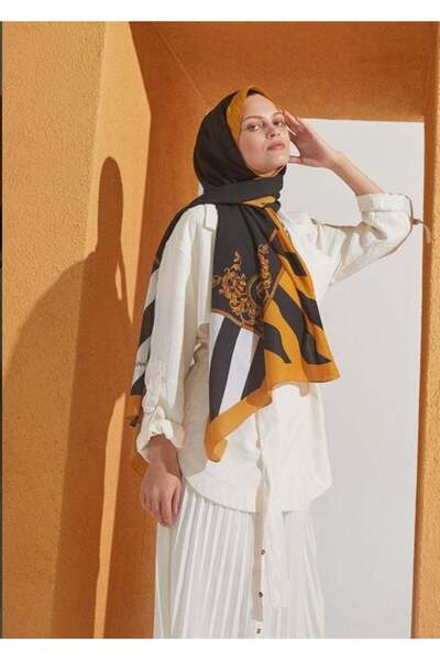 PİRAMİT CARDİON MEDİNE İPEĞİ ŞAL BAROK DESEN SİYAH GOLD