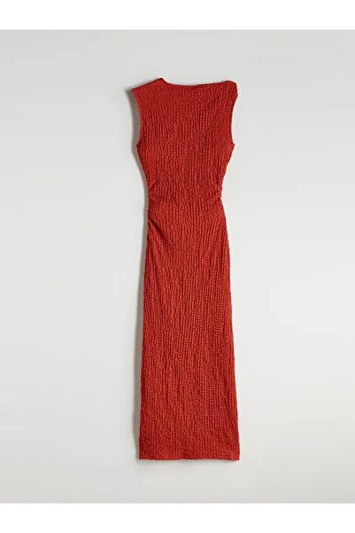 LC Waikiki Crew Neck Gathered Bodycon Dress