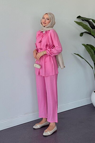Şulemoda Giyim Guipure Detailed Strawberry Set Pink