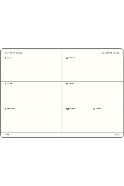 Leuchtturm1917 Orta Boy (A5) 12 Aylık Haftalık Ajanda 2026 Sert Kapak, İngilizce, Port Red372708