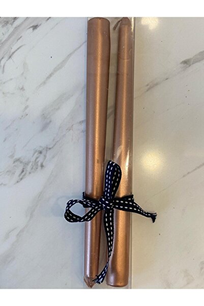 Dekordan House 2'li Şamdan Mumu Bakır Renk (Konik) 25cm