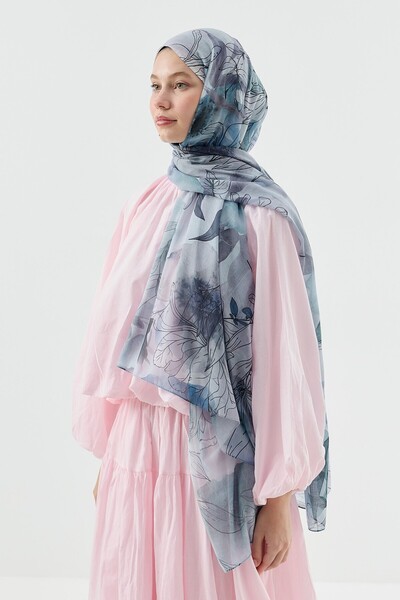 Modakaşmir Lily Pattern Moon Shawl
