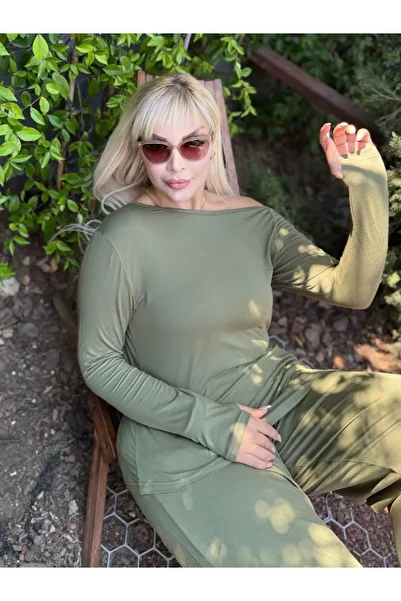 MODA Degaje Yaka Asymmetric Slit Flexible Women's Plus Size Viscose Suit