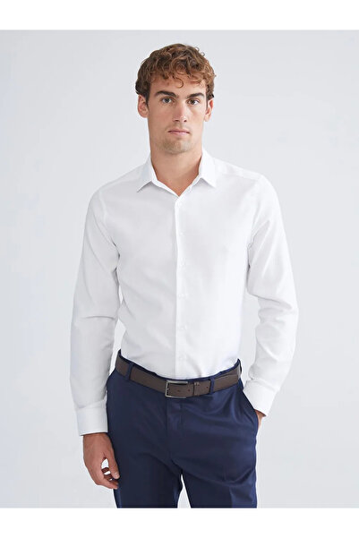 LC Waikiki Ανδρικό μακρυμάνικο πουκάμισο Dobby με λεπτή εφαρμογή