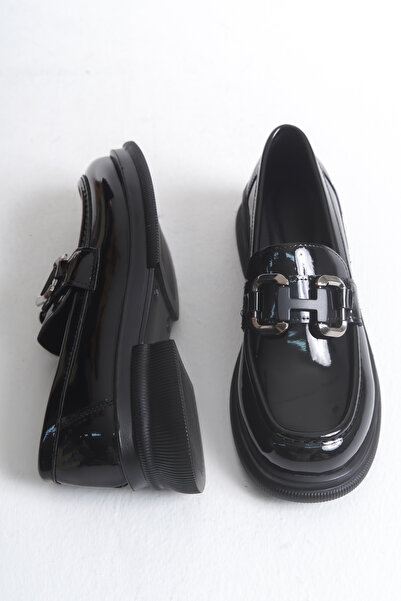 Solo Bag Laceless Stylish Buckle Black Orthopedic Sole Ergonomic Daily Loafer Shoes