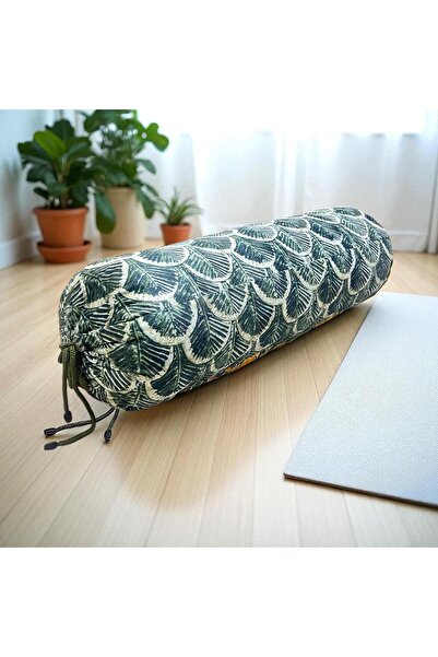 NareSpor Pernă pentru yoga cu design din țesătură de bumbac - Pernă cilindric...