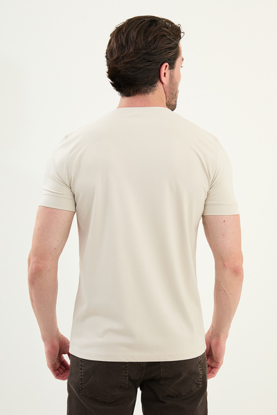 Mcr Plain Slim Fit Crew Neck Basic Men's T-Shirt Stone - 36863.25Y