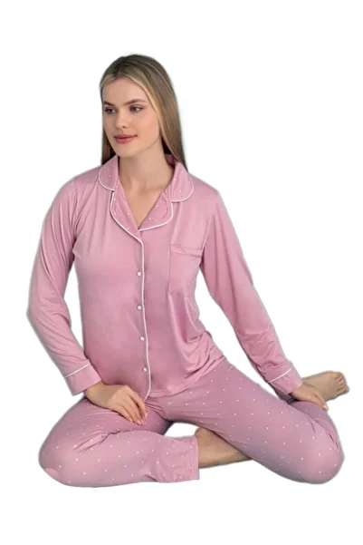 bipamuk Giulia Women's Pajamas Set Long Sleeve Button Front Soft Breathable Fabric S–2Xl