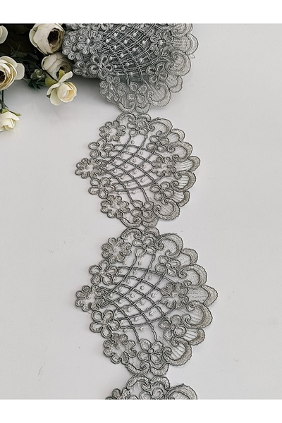 dantelci Gri renk 11 metre Fransız dantel