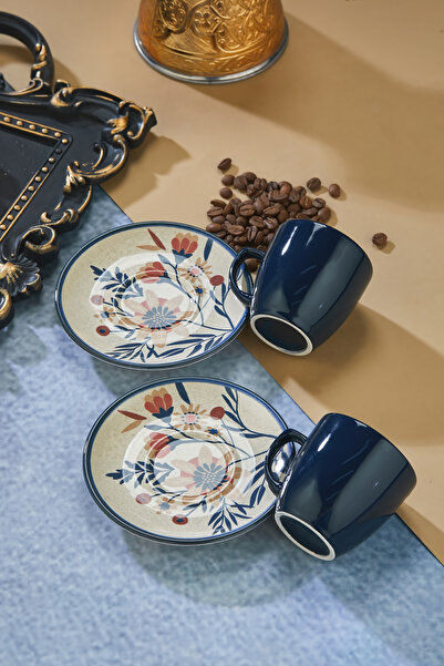 EMBazaar Magic Navy Blue Coffee Set 4 Pieces for 2 People Mug Cups