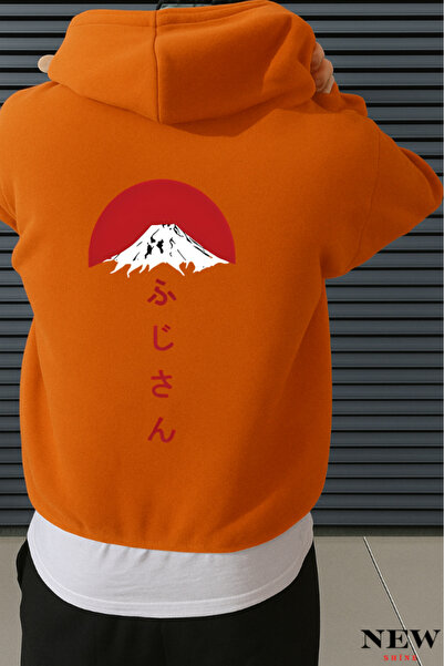 New Shine سويت شيرت مطبوع عليه نص جبلي ياباني