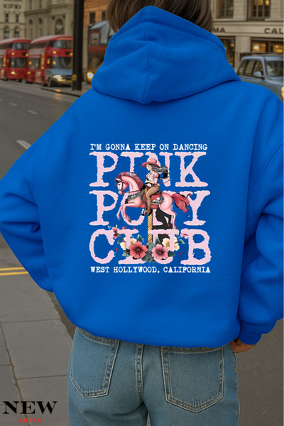 New Shine Pink Pony Club Printed Sweatshirt
