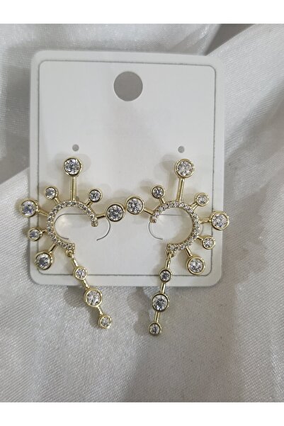 Aylish Bijuteri Gold Sun Stone Earrings