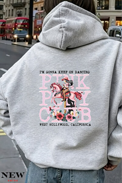 New Shine سويت شيرت مطبوع عليه نادي البوني الوردي