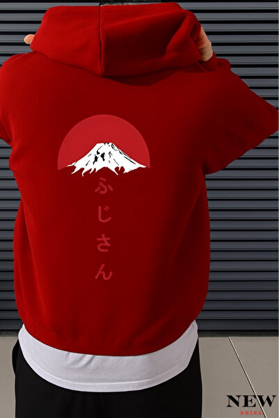 New Shine سويت شيرت مطبوع عليه نص جبلي ياباني