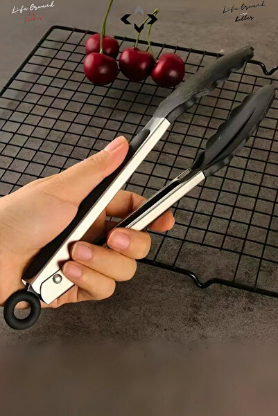LİGROUND Stainless Steel Kitchen Tongs with Silicone Tips Heat Resistant Non-Slip Handle Grilling Salad Serving Tongs