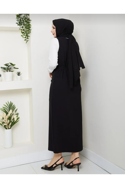 BUTİK AYVİTRİN Women's Hijab Gold Buckle Gilet Shirt Suit