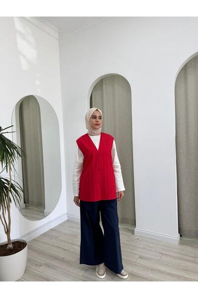 QOOQ STORE QOOQ Serpent Yelek Kırmızı 25ss609