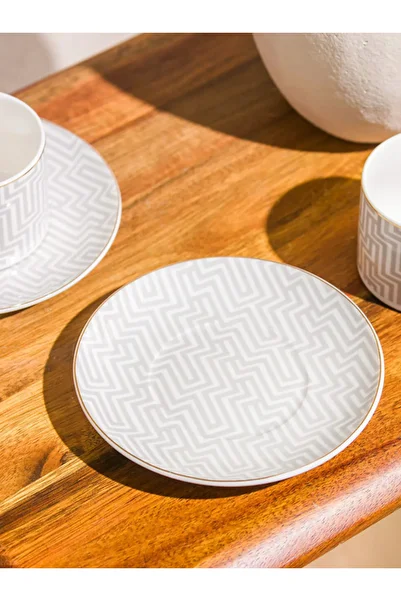 LC Waikiki Lcw Homegrey Printed Porcelain Coffee Cup Set for 2 People 90 ml