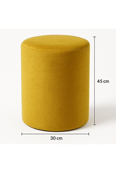 Armegeda Babyface Kumaş Yuvarlak Puf 30x30x45 cm – Hardal Sarısı