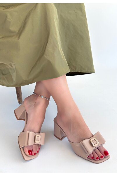 No8 Home Veor nude skin high heel slippers