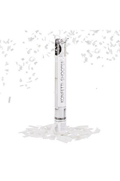 Relaxdays Κανόνι κομφετί, λευκό, 40 cm, ενεργό ύψος 8 m