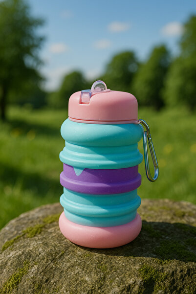 Mersi SHOP Katlanabilir Silikon Su Şişesi 500 ml – Taşınabilir, Sızdırmaz, Po...