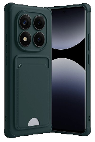 CepteToptan Myt09 Xiaomi Redmi Note 14 Pro Plus Kelvin Silicone with Business Card Holder - Dark Green