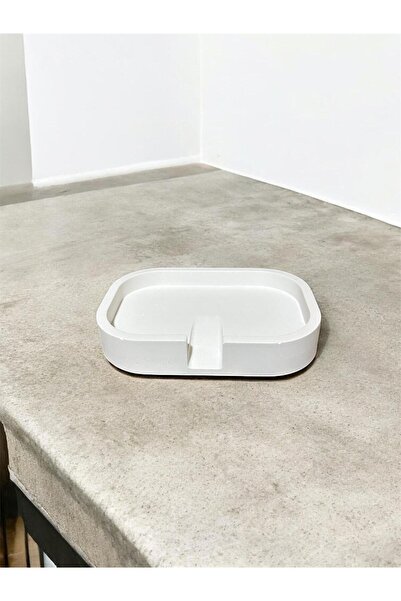 EL YAPIMI Modern Dikdörtgen Sabunluk Beyaz
