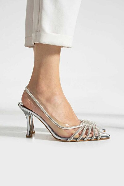 Kevser Transparent Strappy Heels with Stones for Wedding/Engagement/Homecoming (9cm)