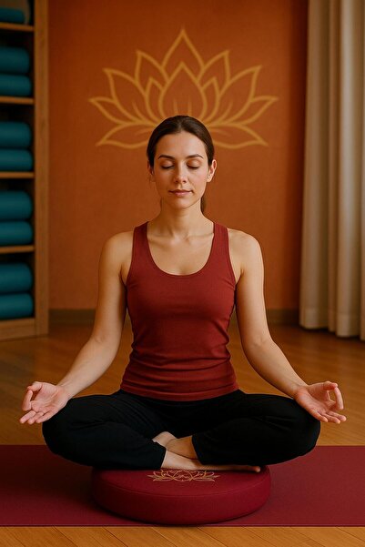 NareSpor Covoraș rotund pentru yoga și meditație, cu flori de lotus, imprimat...